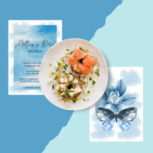 Timeless Blue Watercolor Mother’s Day Brunch Invit Invitation