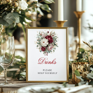 Timeless Blush Burgundy Drinks Bridal Poster