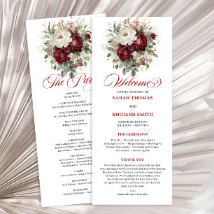 Timeless Blush Burgundy Floral Wedding Program