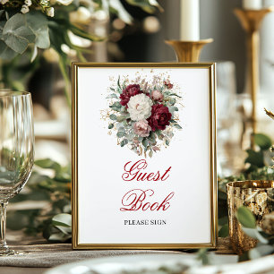Timeless Blush Burgundy Gold Guest Book Sign