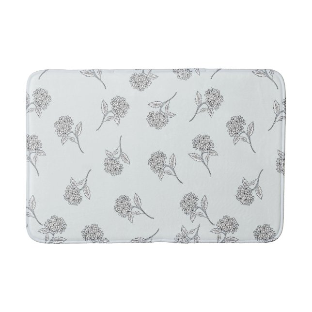 Timeless Botanical Bloom Soft Grey  Bath Mat (Front)