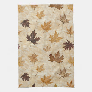 Timeless Botanical Harmony – Leaf in Warm Neutrals Kitchen Towel