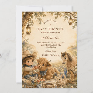 Timeless Boy Western Boho Baby Shower Invitation
