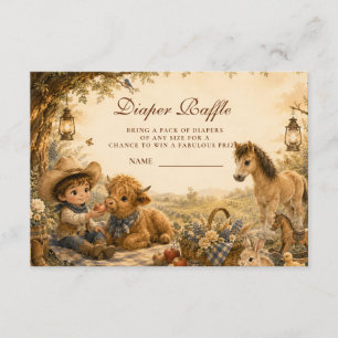 Timeless Boy Western Boho Diaper Raffle Enclosure Card