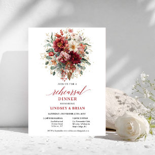 Timeless Burgundy Autumn Rehearsal Dinner Invitati Invitation