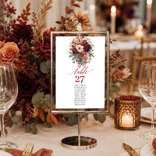 Timeless Burgundy Gold Eucalyptus Autumn table Number