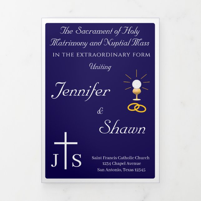 Timeless Catholic Monogrammed Trifold Program (Cover)