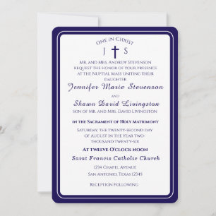 Timeless Catholic Monogrammed Wedding Invitation