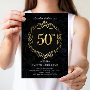 Timeless Celebration Black and Gold 50th Birthday