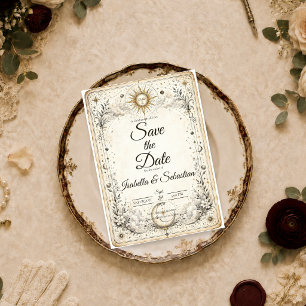Timeless Celestial Sun Moon Wedding Save The Date