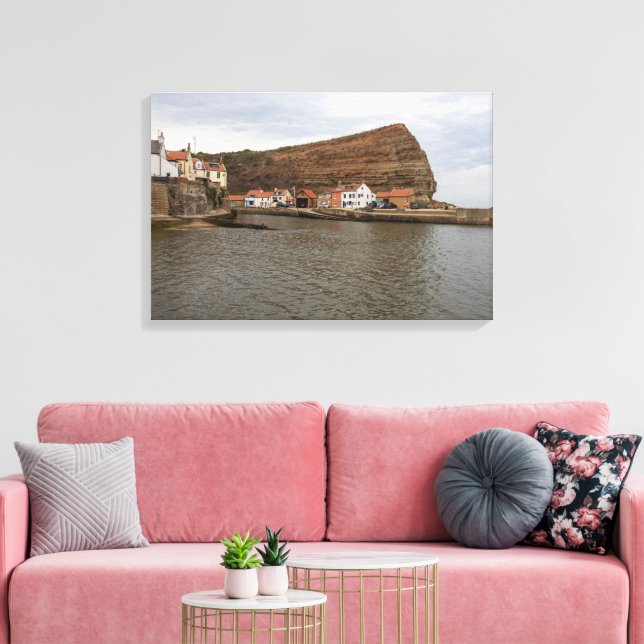 Timeless Charm of Staithes Harbor Canvas Print (Insitu(LivingRoom))
