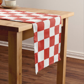 Timeless Charm Red & White Chequered Cheerful BBQ Short Table Runner
