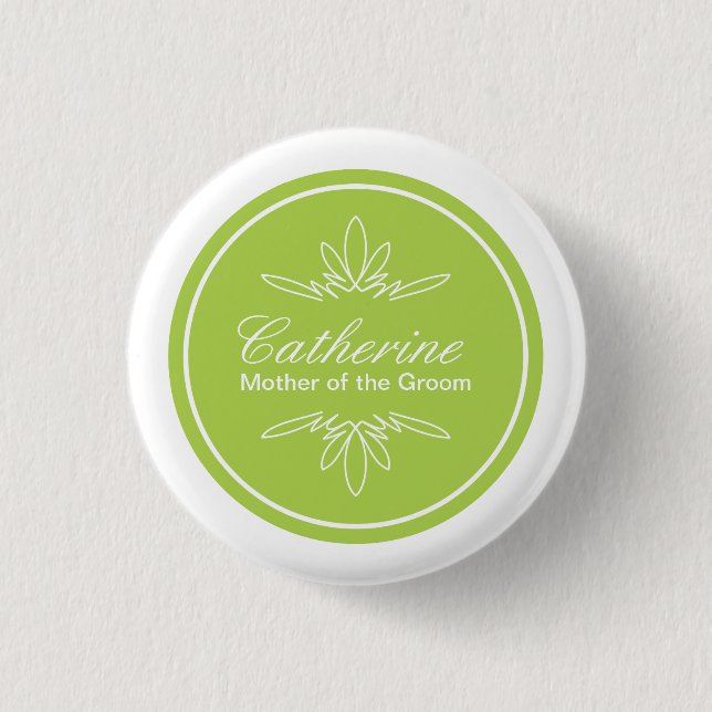 Timeless Charm Wedding Party Name Button - Celery (Front)