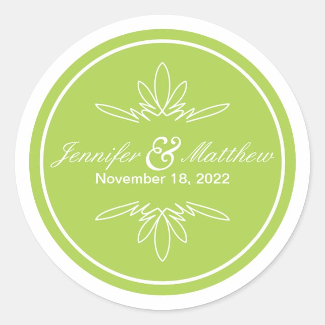 Timeless Charm Wedding Stickers - Celery (Front)