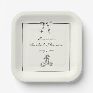 Timeless Chic Coquette Bow Bridal Shower Brunch  Paper Plate