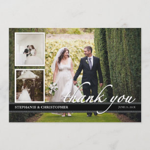 Timeless Chic Wedding Thank You Three Photo Card