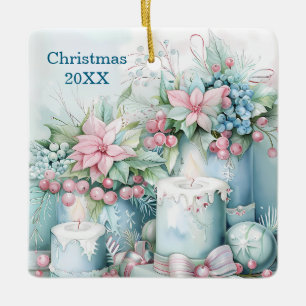 Timeless Christmas Keepsake–Vintage Pastel Design Ceramic Ornament