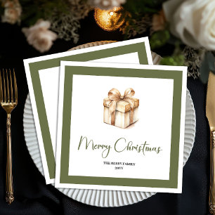 Timeless Christmas Present Custom Family Napkins @