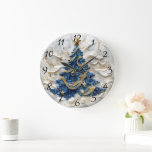 Timeless Christmas Tree Large Clock<br><div class="desc">A beautifully crafted clock captures the essence of Christmas, featuring a festive tree adorned with blue and gold ornaments.</div>