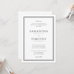 Timeless Classic Black and White Border Wedding Invitation