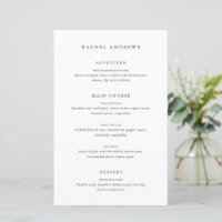 Timeless Classic Formal Guest Name Wedding Menu
