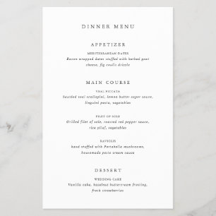 Timeless Classic Formal Guest Name Wedding Menu