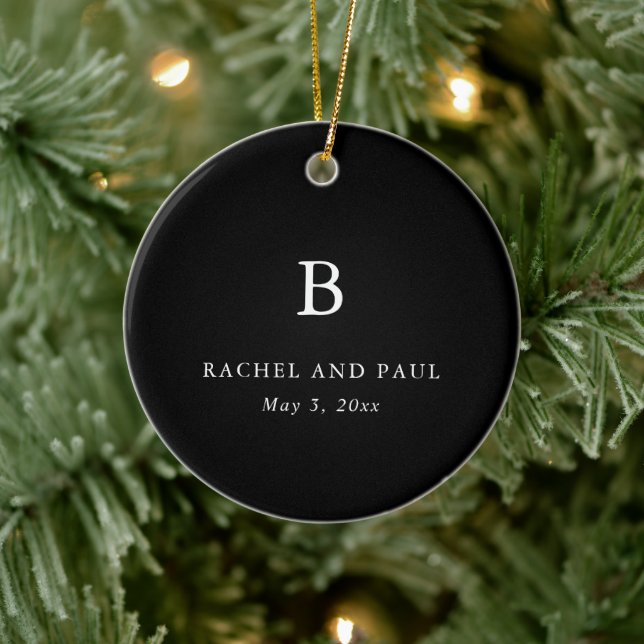 Timeless Classic Formal Photo Monogram Wedding Ceramic Ornament (Tree)