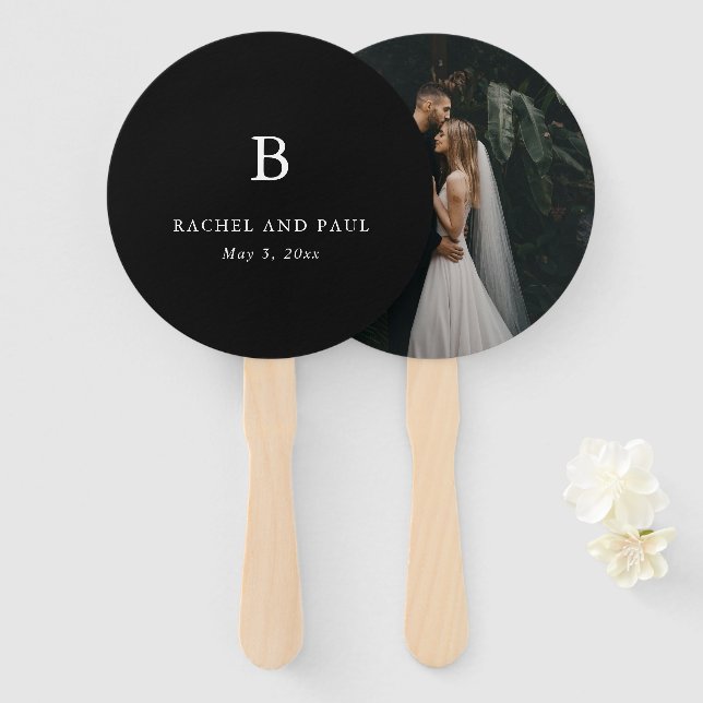 Timeless Classic Formal Photo Monogram Wedding Hand Fan (Front and Back)