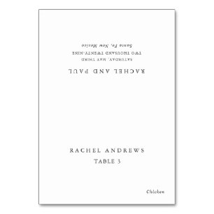 Timeless Classic Formal Wedding Place Card