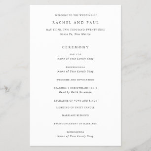 Timeless Classic Formal Wedding Program