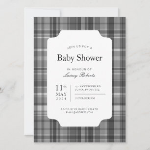 Timeless Classic Grayscale Monochrome Madras Plaid Invitation