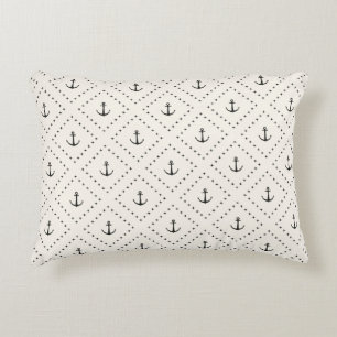 Timeless Classic Nautical Anchor Pattern Accent Pillow