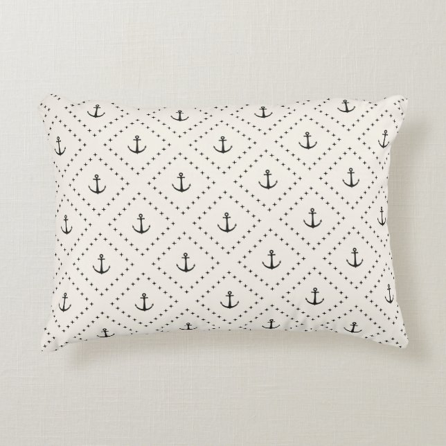Timeless Classic Nautical Anchor Pattern Accent Pillow (Front)
