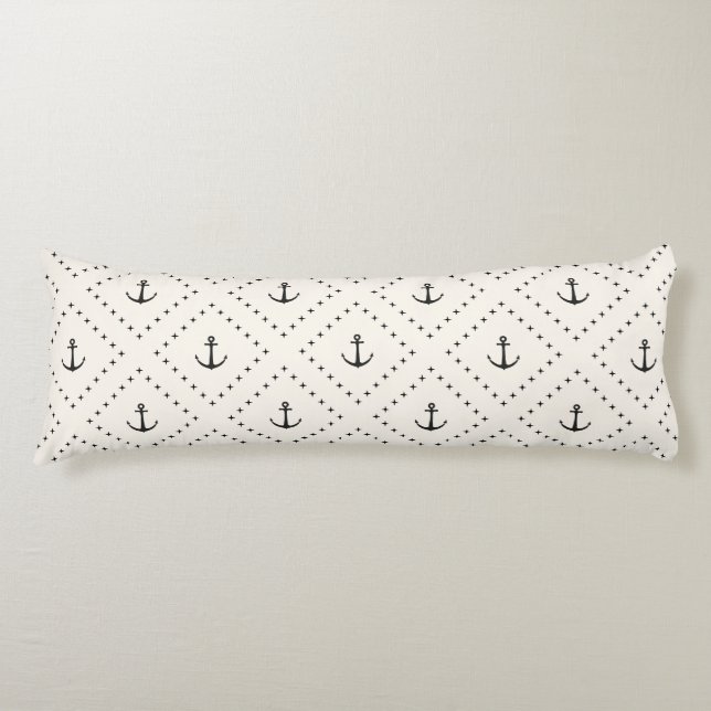 Timeless Classic Nautical Anchor Pattern Body Pillow (Front)