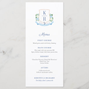 Timeless Coastal Monogram Individual Place Names Menu