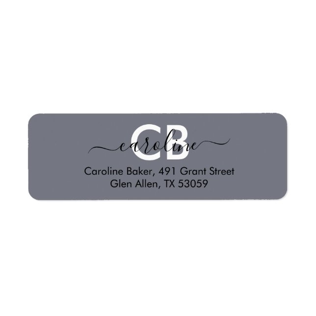 Timeless - Cool Grey Monogram Address Label (Front)