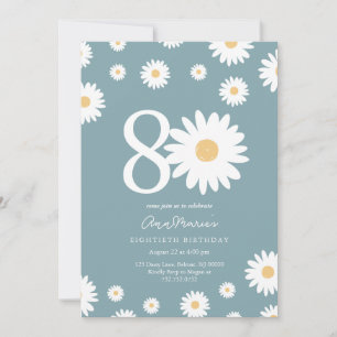 Timeless Daisy Milestone Eighty Birthday Invitation