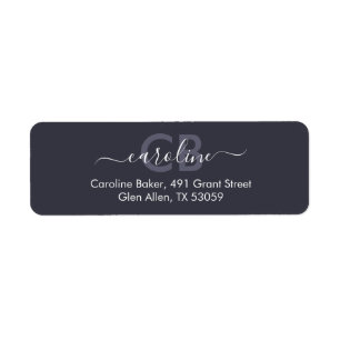 Timeless - Dark Bluish Grey Monogram Address Label