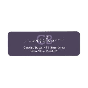 Timeless - Dark Mystic Grey Monogram Address Label