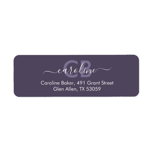 Timeless - Dark Mystic Grey Monogram Address Label (Front)