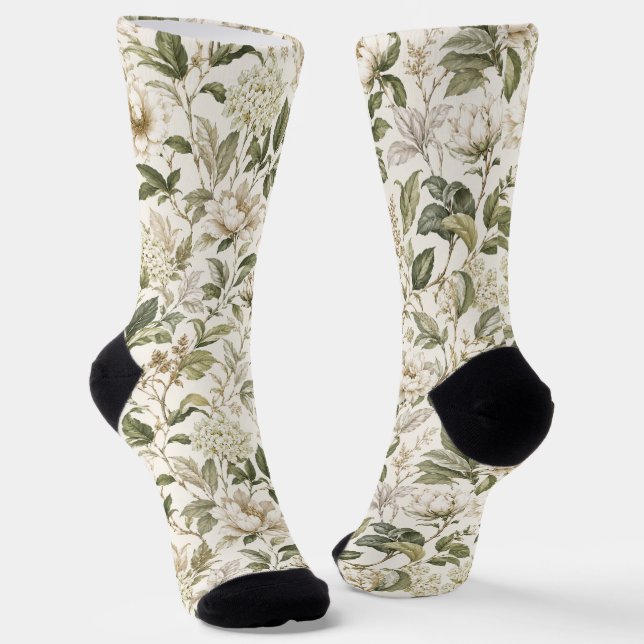 Timeless Delicate Botanical Elegance Socks (Angled)