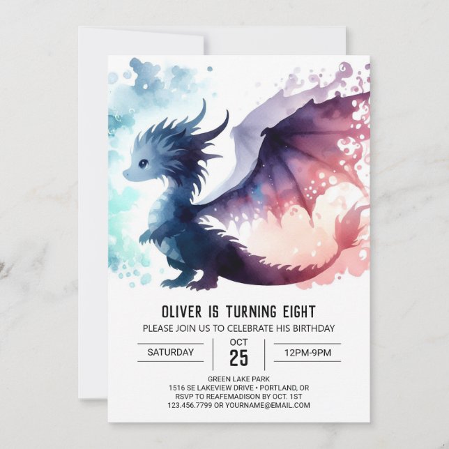 Timeless Dragon Birthday Custom Invitation (Front)
