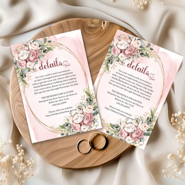 Timeless Dusty Pink Flowers Eucalyptus Details Enclosure Card (Timeless Dusty Pink Flowers Eucalyptus Details)