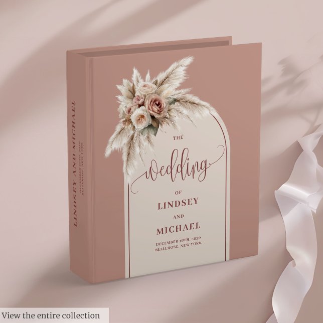Timeless Dusty Pink Pampas Roses Memory Album Binder (Timeless Dusty Pink Pampas Roses Memory Album)
