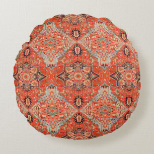 Timeless Echoes: Heritage Boho Oriental Moroccan Round Pillow