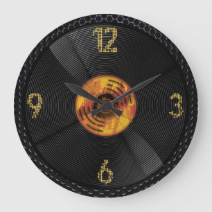 Timeless Echoes: Vinyl Record  Large Clock