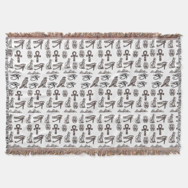 Timeless Egyptian Antiquities Digital Patterns Throw Blanket (Front)