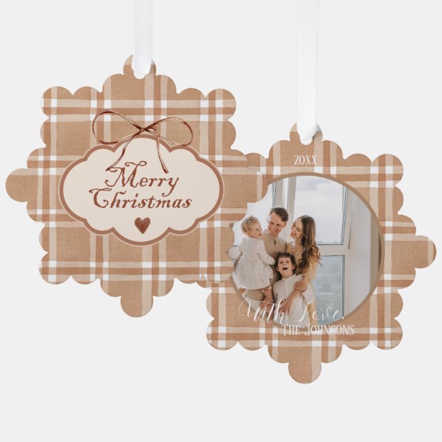Timeless Elegance Beige and Brown Customizable  Ornament Card (Front/Back)