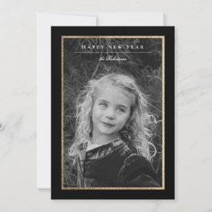 Timeless Elegance Black & Gold New Year Photo Card