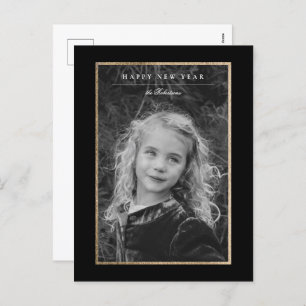 Timeless Elegance Black & Gold New Year Photo Card